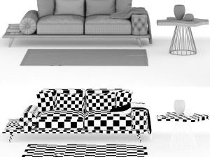 constantin wood sofa 3D Модель