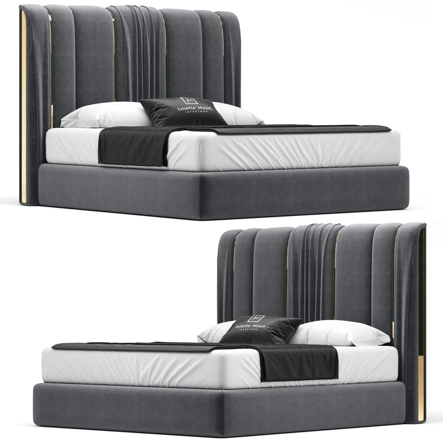 juliettesinteriors upholstered bed 3D Model .c4d .max .obj .3ds .fbx .stl .blend
