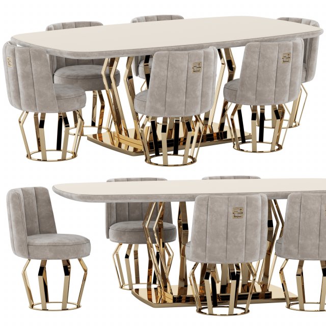 Fertini Casa Luxury Signature Dining Set 3D Model .c4d .max .obj .3ds .fbx .stl .blend 