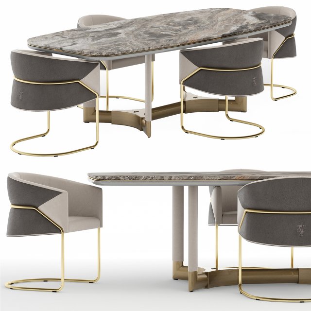 Visionnaire Morgan Mythica Dining Set 3D Model .c4d .max .obj .3ds .fbx .stl .blend 