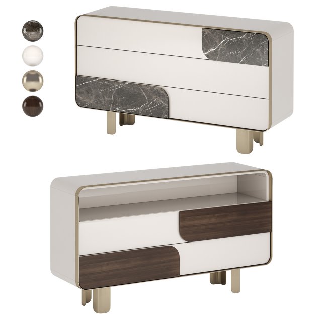 Turri SOUL Chest Of Drawers 3D 模型 .c4d .max .obj .3ds .fbx .stl .blend 