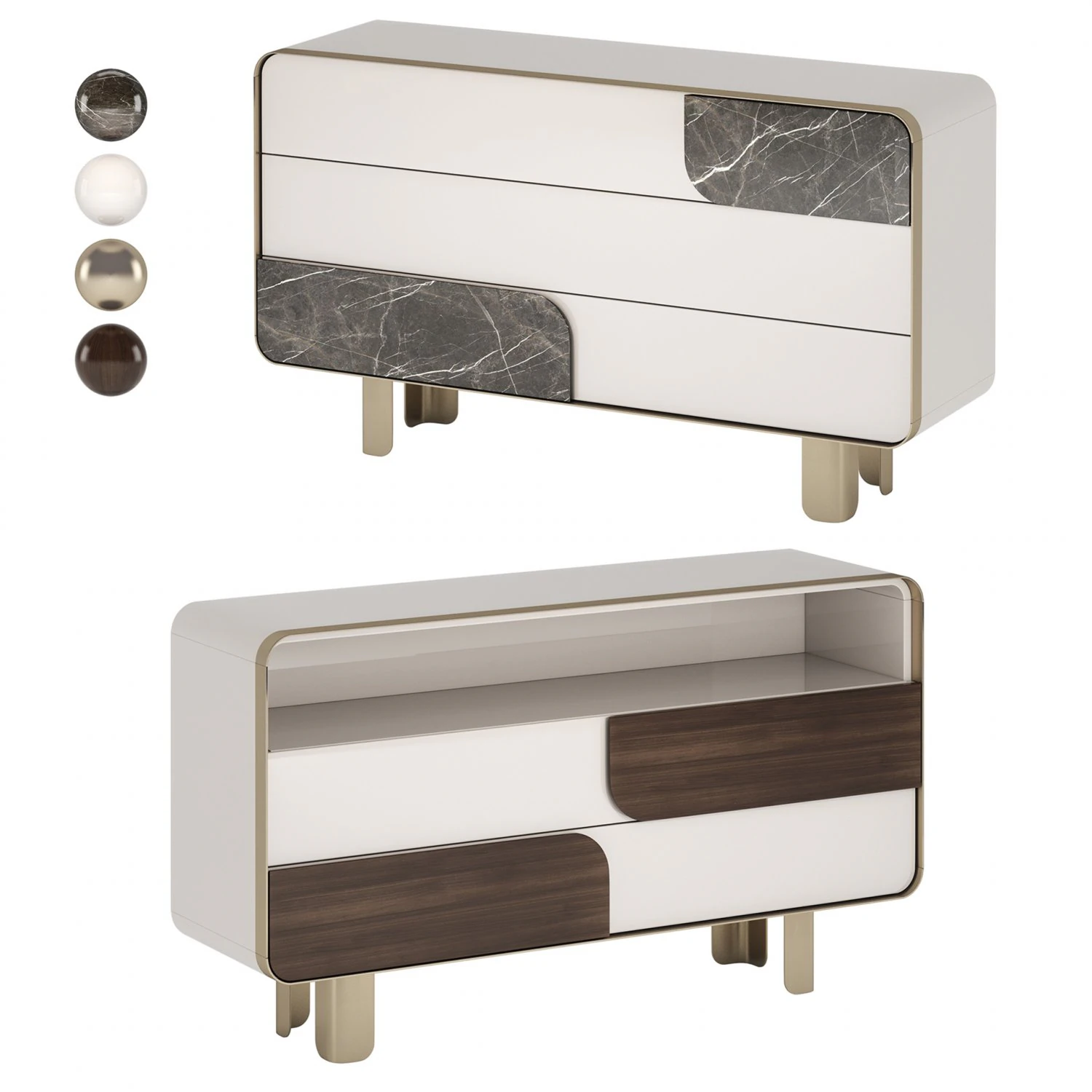 Turri SOUL Chest Of Drawers 3D Model .c4d .max .obj .3ds .fbx .stl .blend