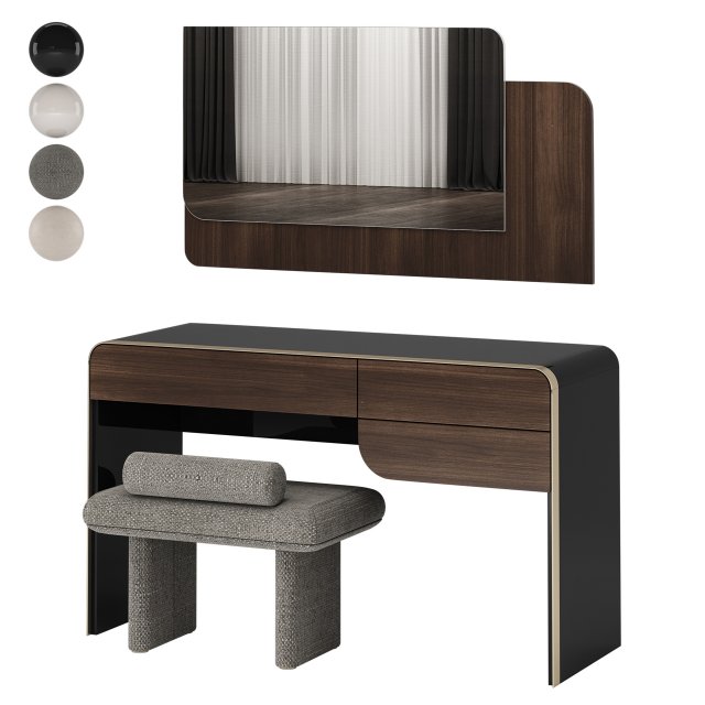 Turri SOUL Dressing Table with Zero Pouf 3D Model .c4d .max .obj .3ds .fbx .stl .blend 