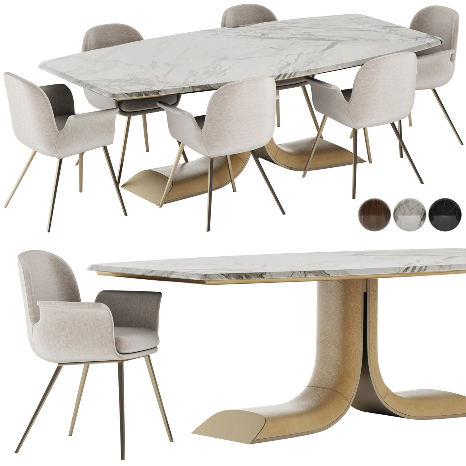 Turri SOUL Dining Set 3D Model .c4d .max .obj .3ds .fbx .stl .blend 