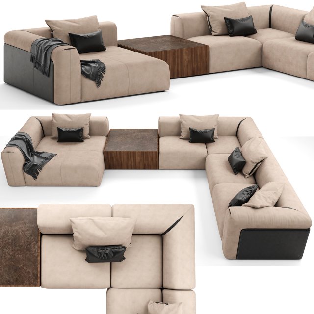 Turri SOUL Modular Sofa Modello 3D .c4d .max .obj .3ds .fbx .stl .blend 