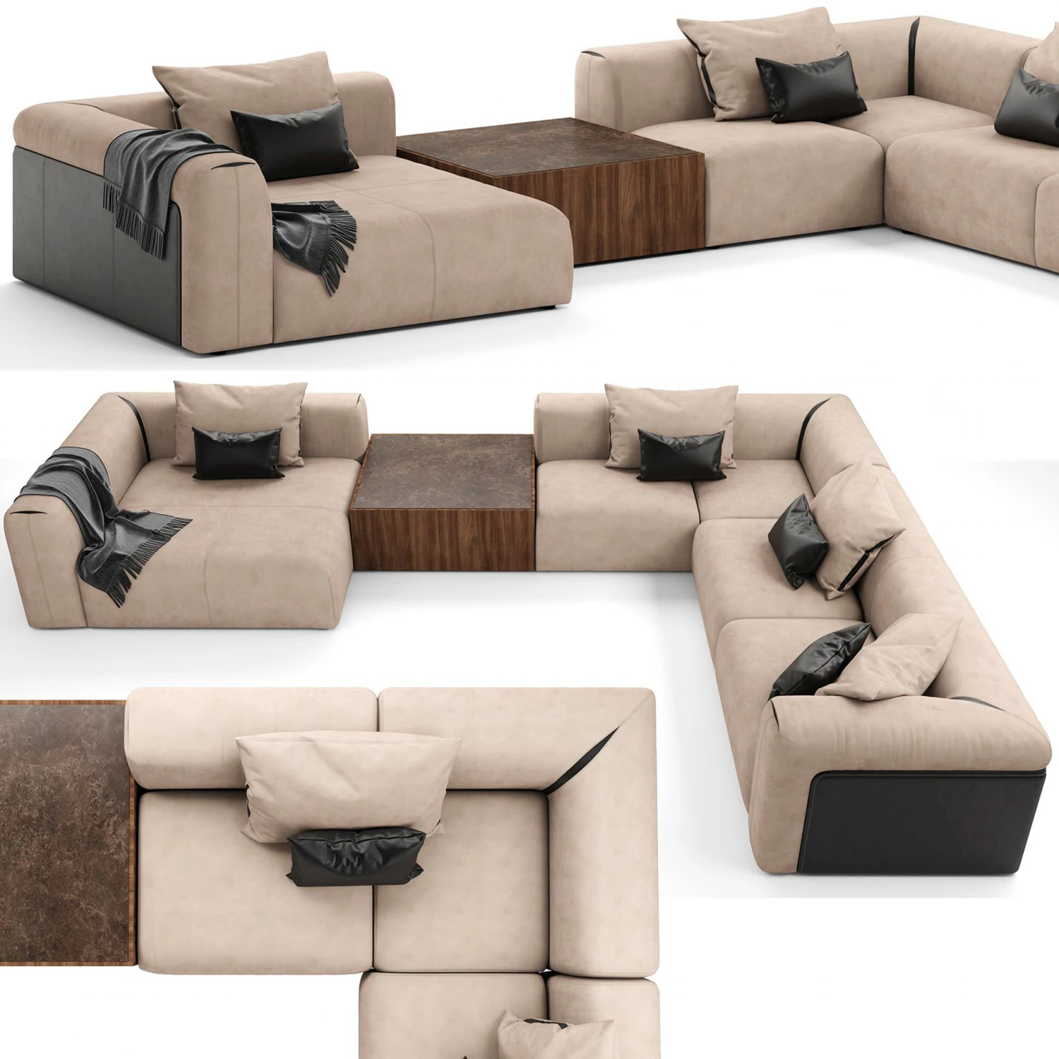 Turri SOUL Modular Sofa 3D Model .c4d .max .obj .3ds .fbx .stl .blend 