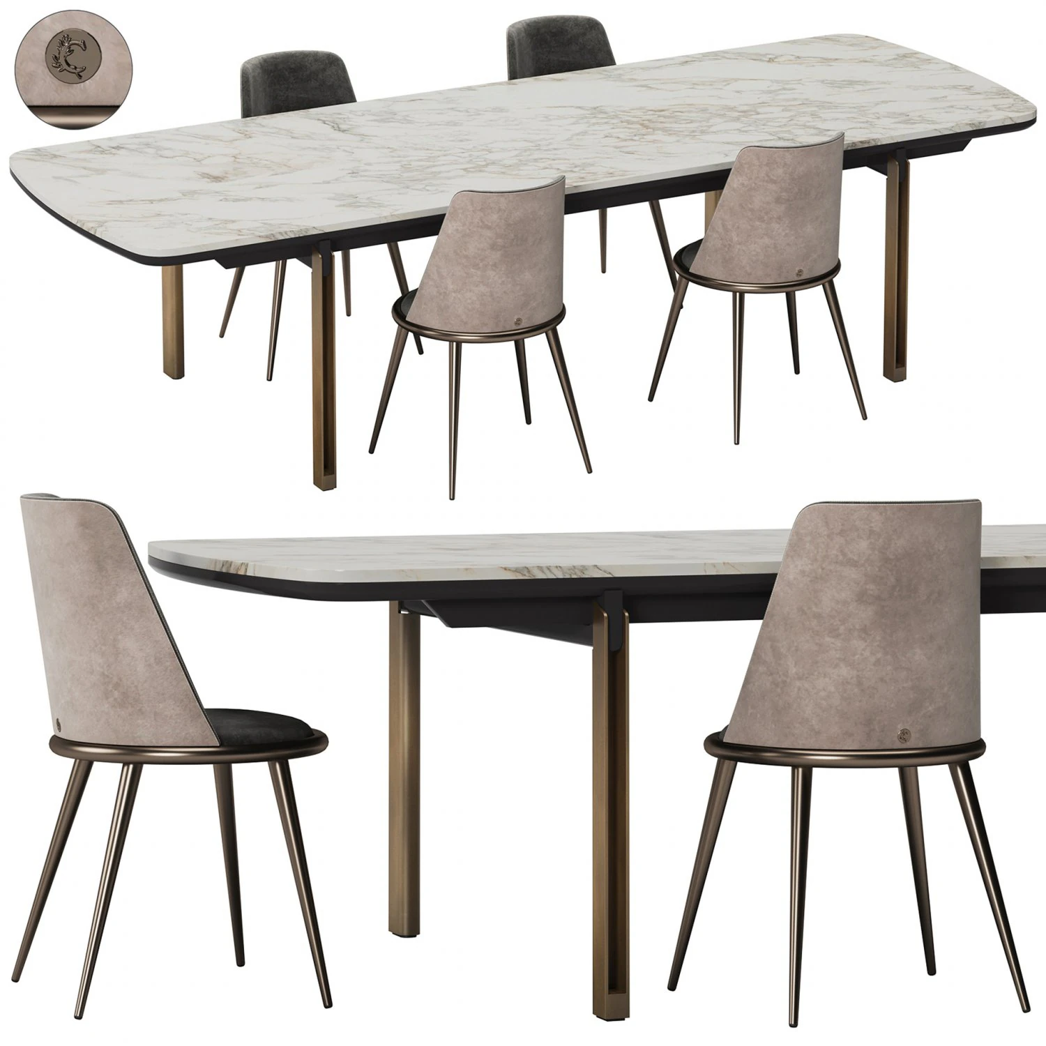 Mirage Dining Set By Cantori 3D Model .c4d .max .obj .3ds .fbx .stl .blend