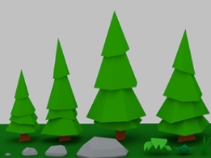bosque low poly simple Modelo 3D
