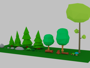 bosque low poly simple 3D-Modell
