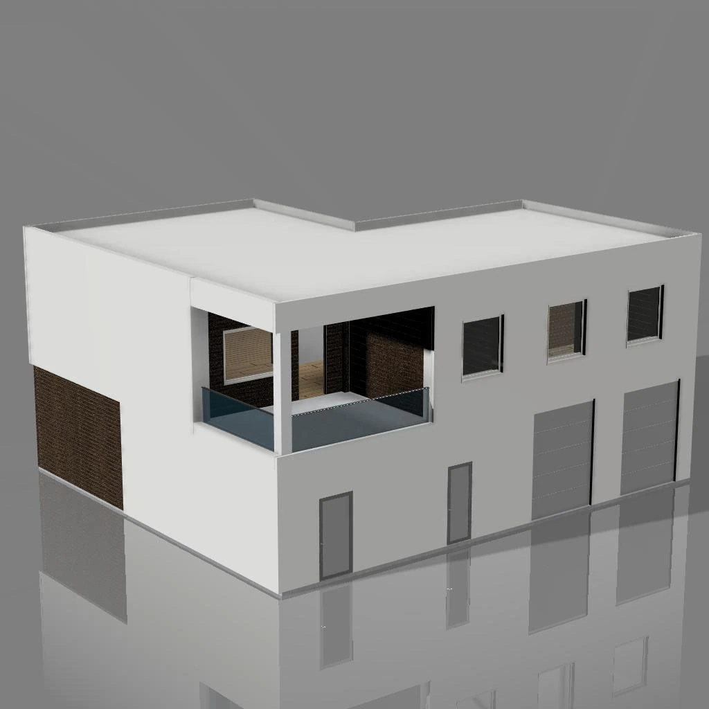 house with garage 3D Model .c4d .max .obj .3ds .fbx .stl .blend