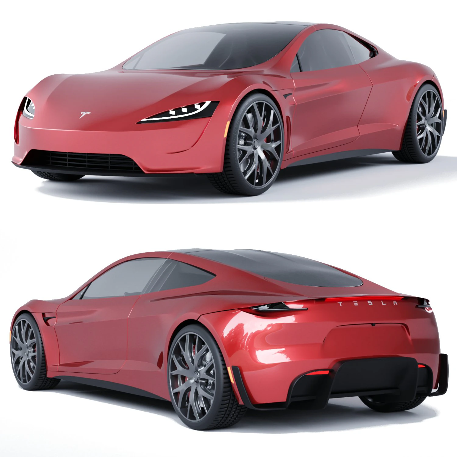 Tesla Roadster 3D Model .c4d .max .obj .3ds .fbx .stl .blend 