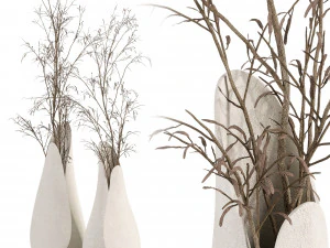 Ramas decorativas con ramo de Carb&oacute;n Modelo 3D