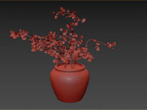 Faux Potted Wire Netting Bush Plant 3D Model