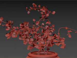 Faux Potted Wire Netting Bush Plant 3D Model