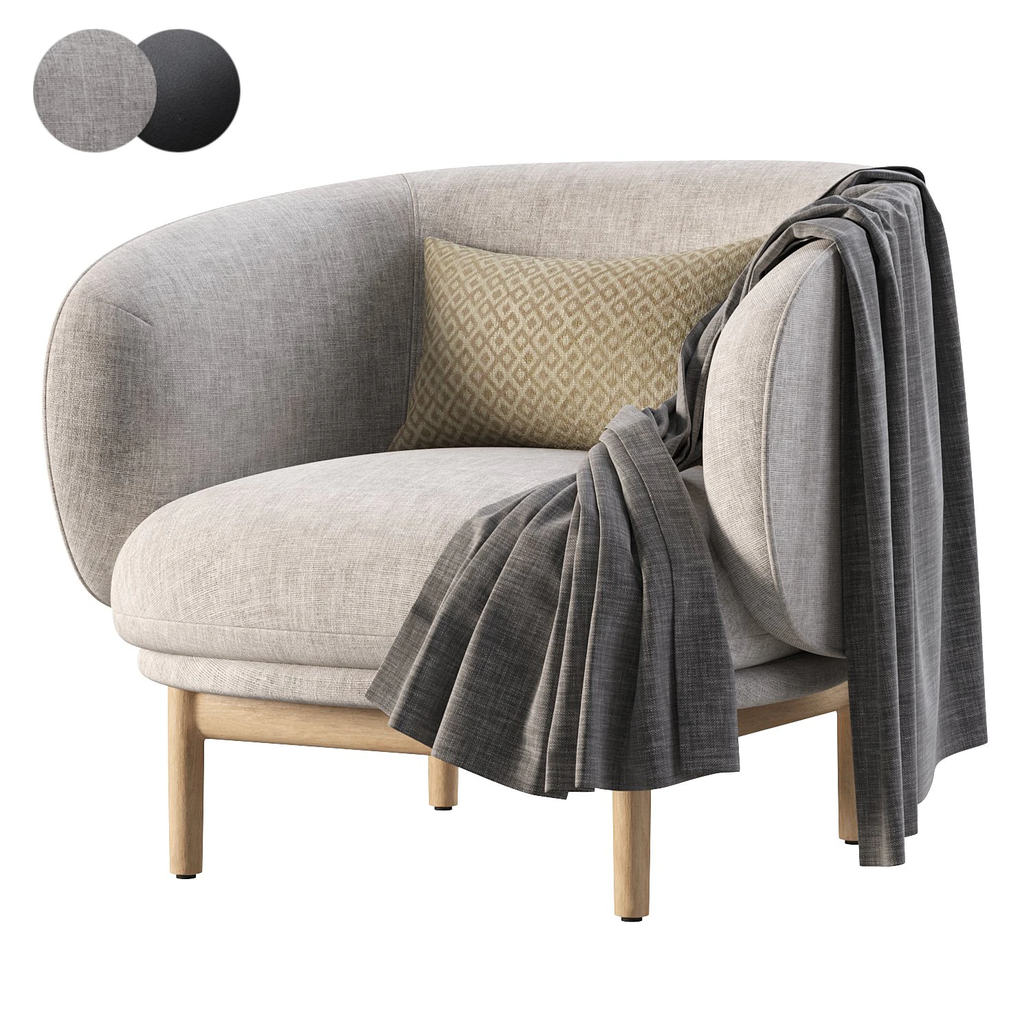 Mela Lounge Trimmed Armchair 3D Model .c4d .max .obj .3ds .fbx .stl .blend 