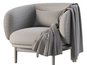 Mela Lounge Trimmed Armchair 3D Model