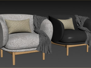 Mela Lounge Trimmed Armchair 3D-Modell