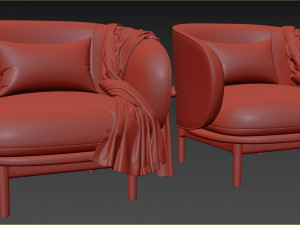 Mela Lounge Trimmed Armchair 3D-Modell