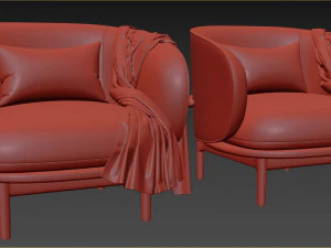 Mela Lounge Trimmed Armchair 3D Model