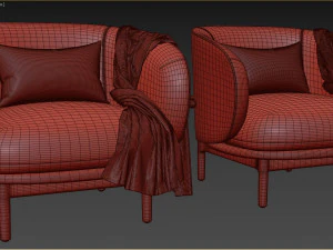 Mela Lounge Trimmed Armchair 3D Model