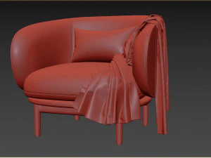 Mela Lounge Trimmed Armchair 3D Model