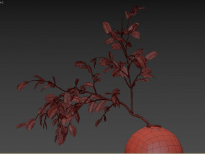 Faux Manzanita Bean Leaf Branch 3D Model