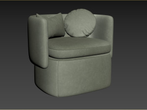 HUGO BOW ARMCHAIR SAGE VELVET 3D मॉडल