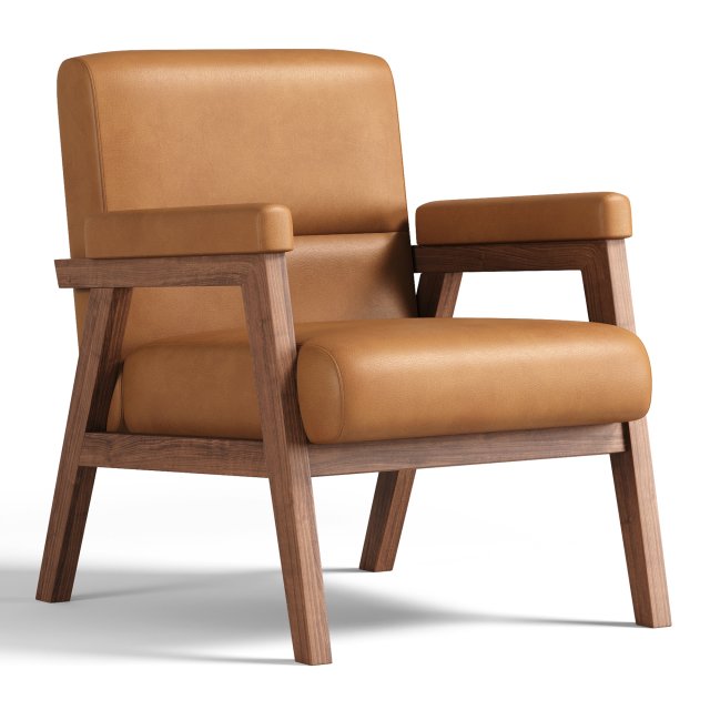 Arnee Wooden Upholstered Armchair 3D 模型 .c4d .max .obj .3ds .fbx .stl .blend