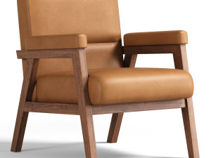 Arnee Wooden Upholstered Armchair 3Dモデル
