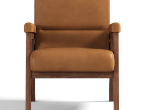 Arnee Wooden Upholstered Armchair 3D Model