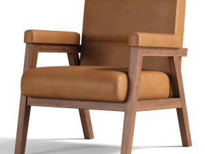 Arnee Wooden Upholstered Armchair 3D Model