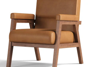 Arnee Wooden Upholstered Armchair 3D Model