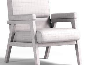 Arnee Wooden Upholstered Armchair 3D Model