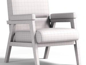 Arnee Wooden Upholstered Armchair 3D Model