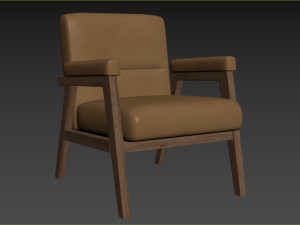 Arnee Wooden Upholstered Armchair 3D Model