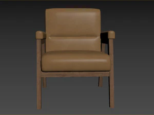 Arnee Wooden Upholstered Armchair 3D Model