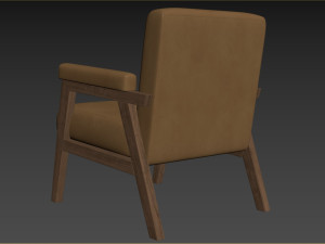 Arnee Wooden Upholstered Armchair 3D Model