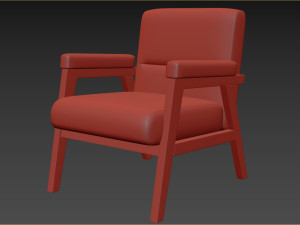 Arnee Wooden Upholstered Armchair 3D Model