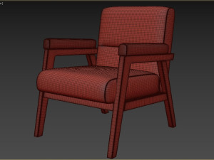 Arnee Wooden Upholstered Armchair 3D Model