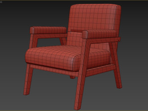 Arnee Wooden Upholstered Armchair 3D Model