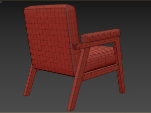 Arnee Wooden Upholstered Armchair 3D Model