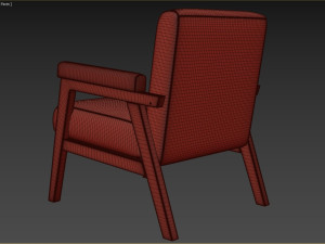 Arnee Wooden Upholstered Armchair 3D Model