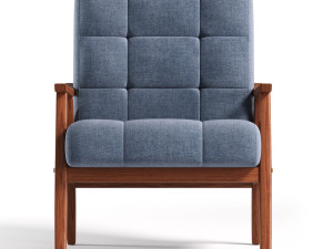 Ameer Tufted Fabric Accent Chair 3D Model