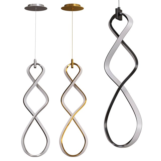Fralick Light Chrome LED Pendant 3D Модель .c4d .max .obj .3ds .fbx .stl .blend 