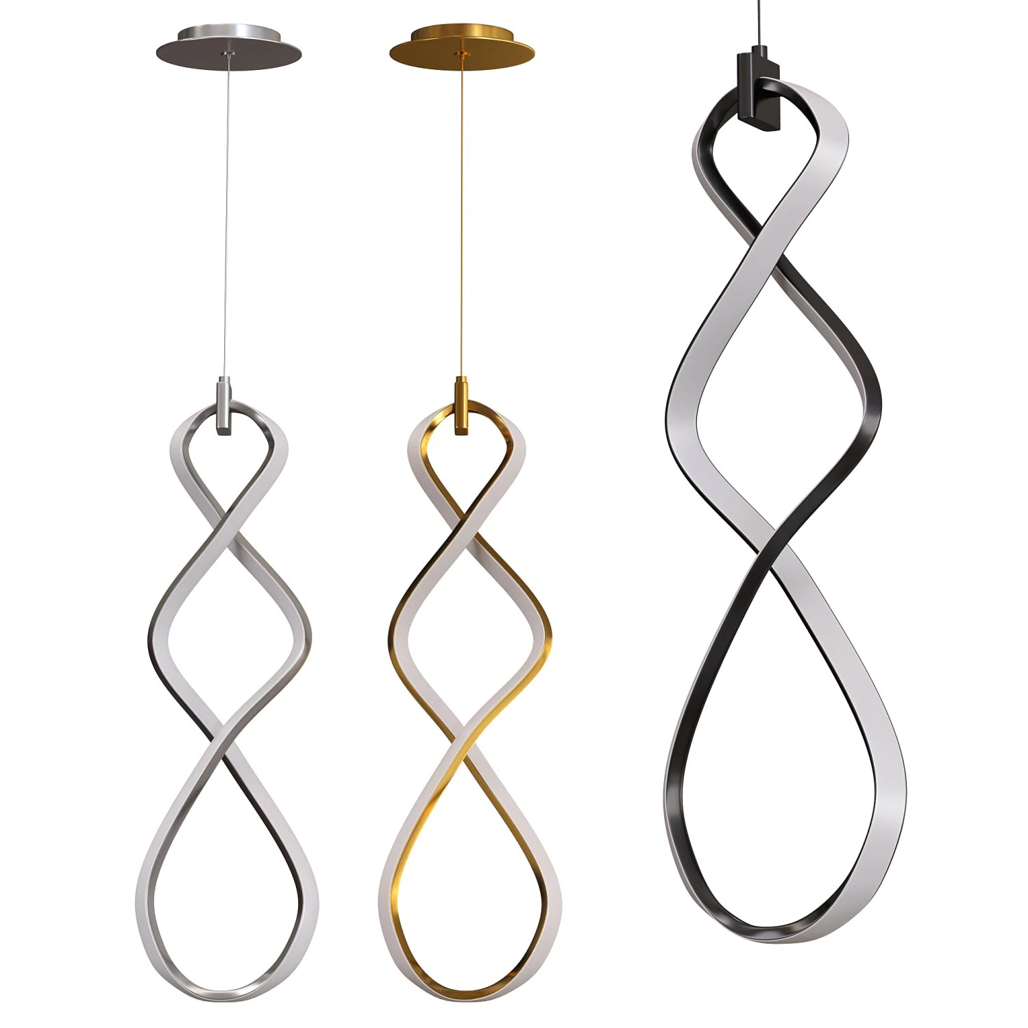 Fralick Light Chrome LED Pendant 3D Model .c4d .max .obj .3ds .fbx .stl .blend 