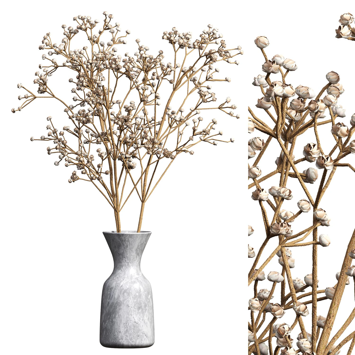 Dry Flower Bouquet 3D Model .c4d .max .obj .3ds .fbx .stl .blend 