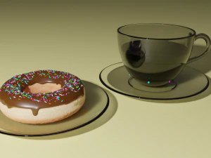ciambella con caff&egrave; animata Modello 3D