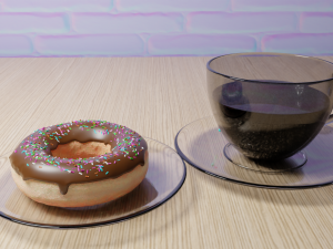 doughnut with coffee animated 3D Model