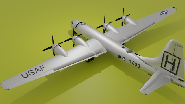 b 29 superfortress silver paintjob low-poly Modèle 3D .c4d .max .obj .3ds .fbx .stl .blend 