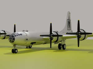 b 29 superfortress silver paintjob low-poly Modèle 3D